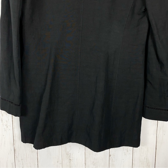 Louis Feraud Womens Blazer Jacket Size 8 Black Flax Linen 3 Button Bows - Picture 7 of 12